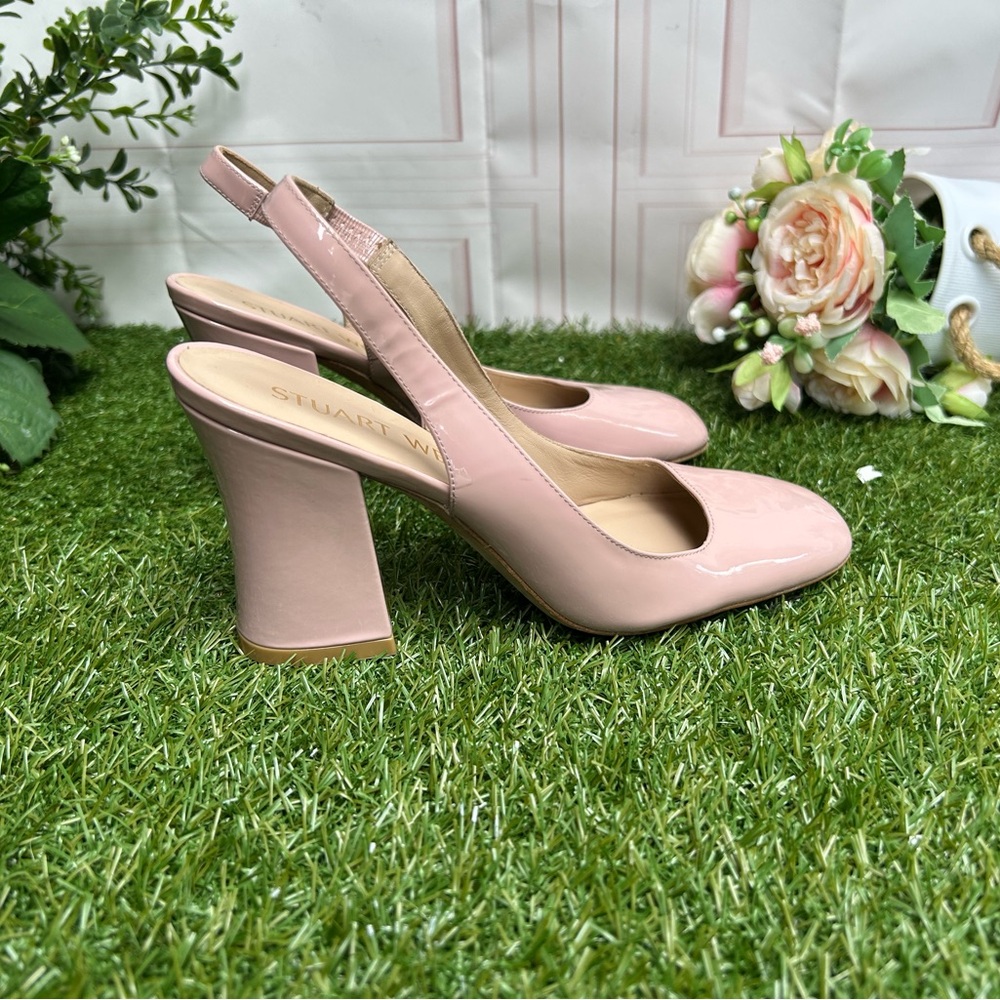 STUART WEITZMAN Cryblock pink 85 Slingback Pump  women Size 6 Ballet Patent - Picture 15 of 17
